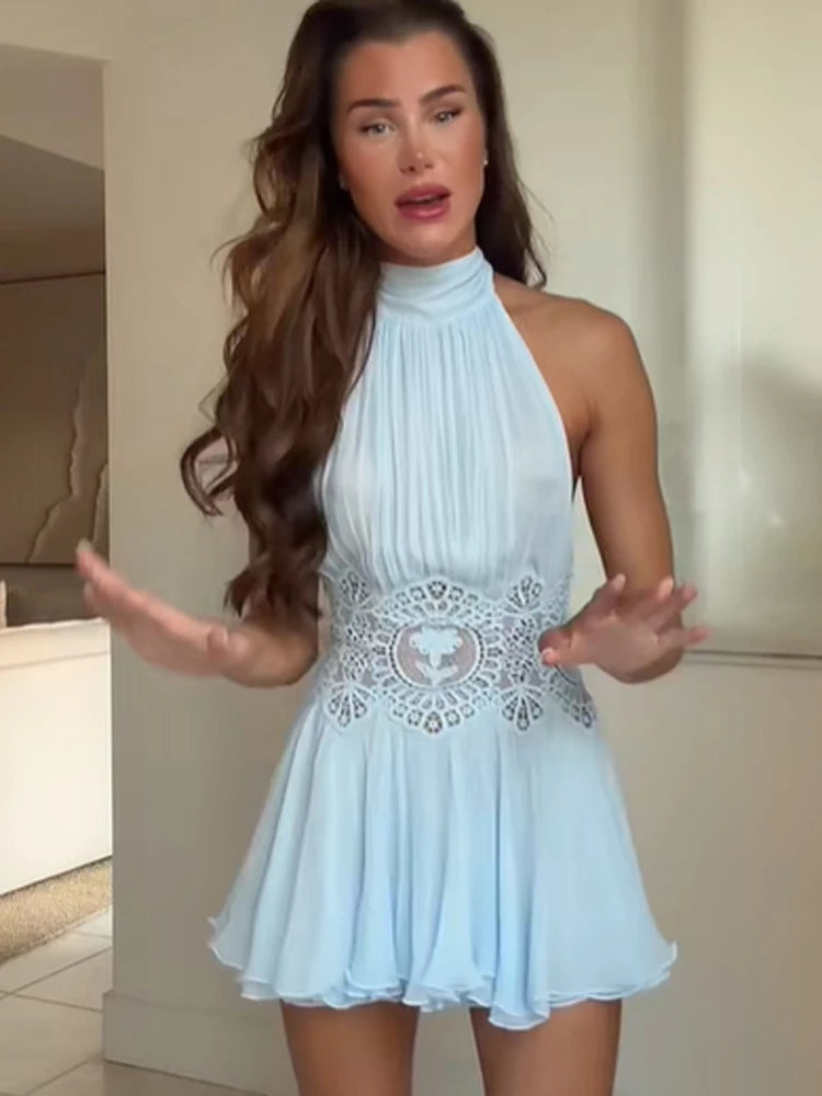 Women Pink Lace Double Strap Crop Top Two Piece Set Boho Sleeveless Flowy Matching Outfit 2026 Seaside Vacation Casual Outfits