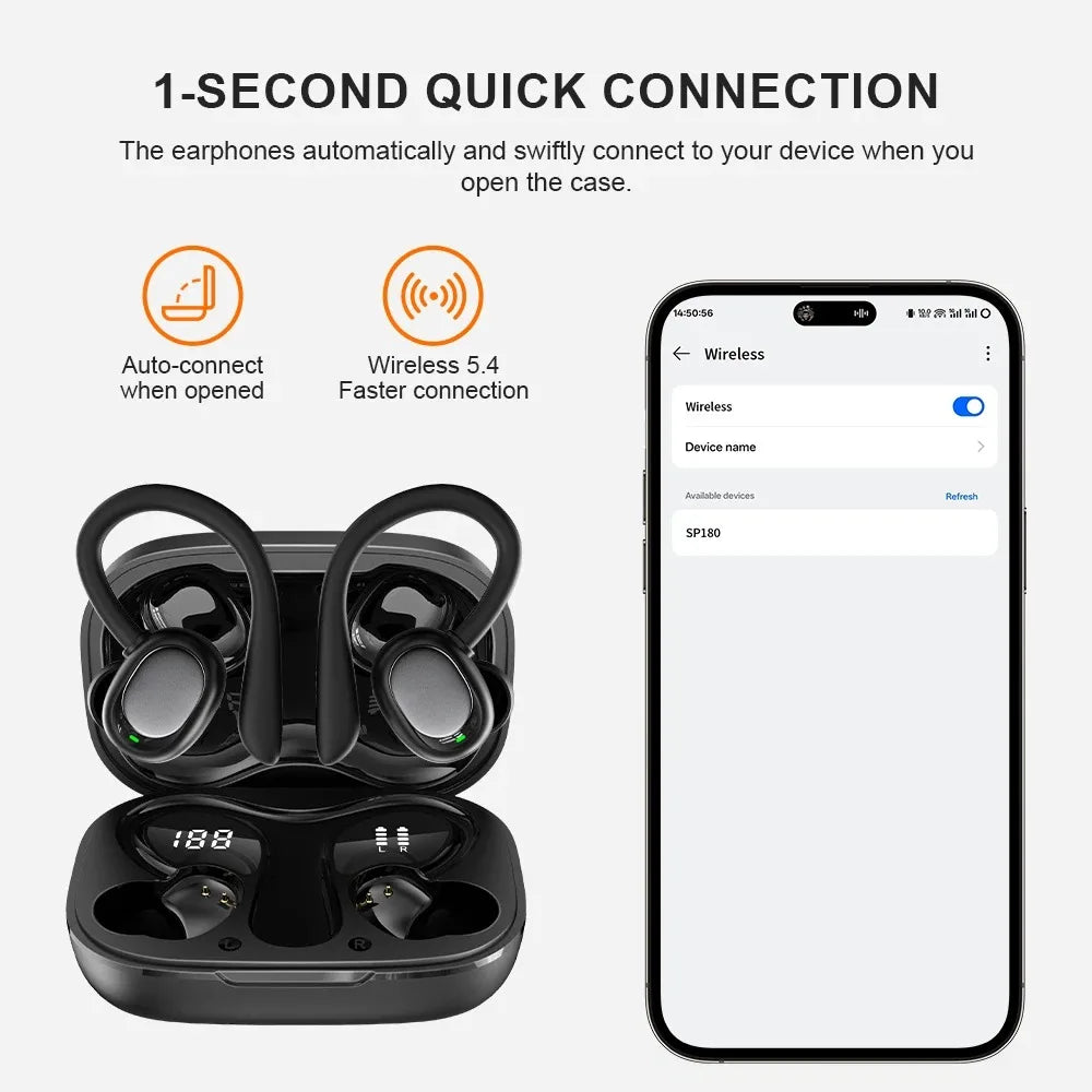 Original Lenovo Clip Open-Ear TWS Earbuds SP180 Wireless Earphone Bluetooth Headphone Comfortable Wear Long Battery With Mic
