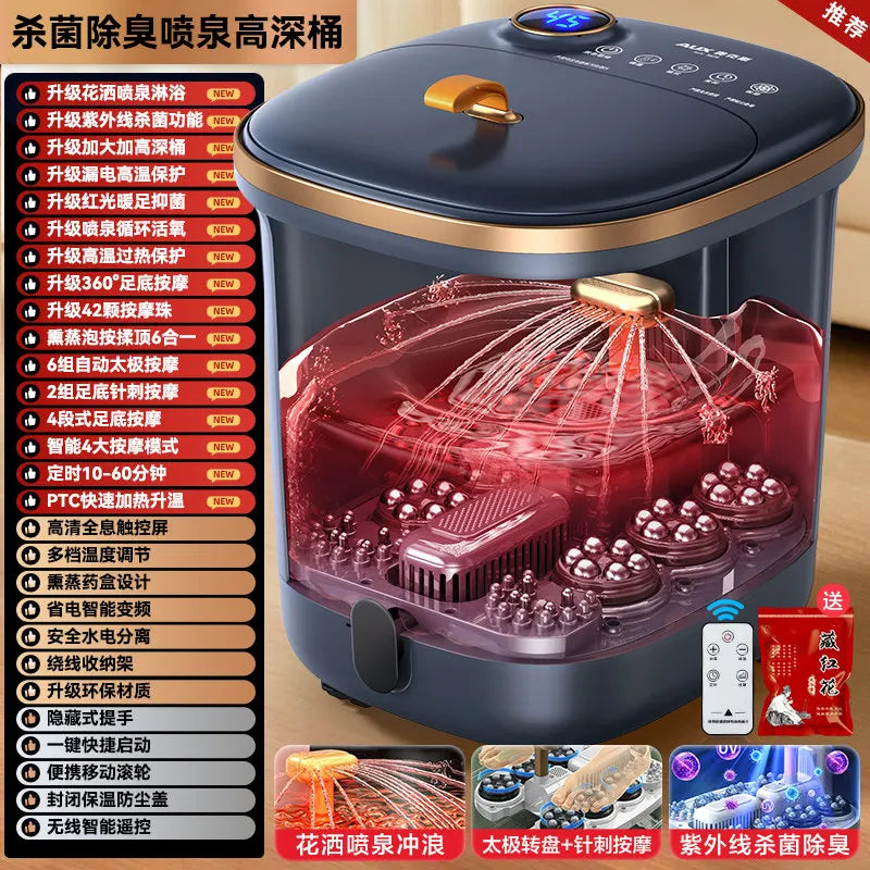 220V AUX Electric Foot Spa Bath Massager with Heating and Constant Temperature Automatic Home Use Deep Bucket WDC
