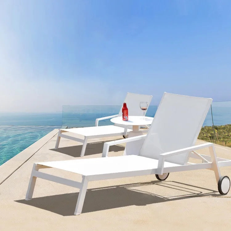 jd-Swimming Pool Sunbed Aluminum Daybed Beach Sun Loungers Outdoor Furniture Outdoor Daybed Wicker Lounger Stretch  for Garden！