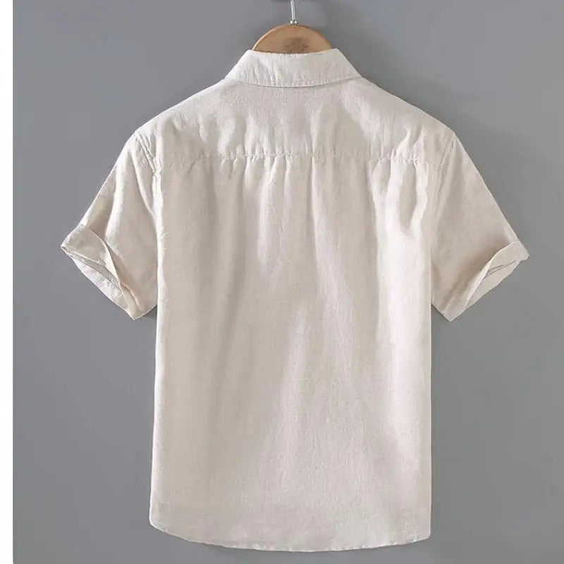 Men's Short-Sleeved Shirt Summer Streetwear Plain Color Stand Collar Casual Beach Style plus Size M-5XL