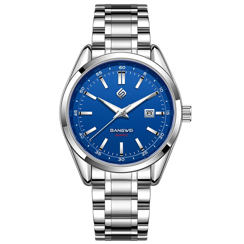 BANGWEI 2025 Business Men's Watch Waterproof Stainless Steel Quartz Watch Luminous Fashion Calendar Watches for Men Reloj Hommes