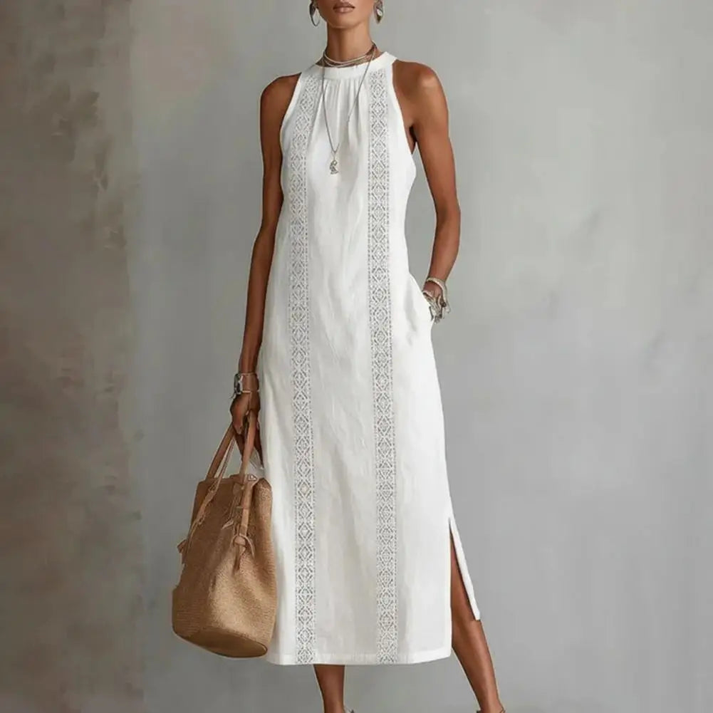 2026 Summer Dress for Women Sleeveless Crew Neck Tunic Tank Dress Casual Loose Boho Beach Side Split Sundress Summer Outfit