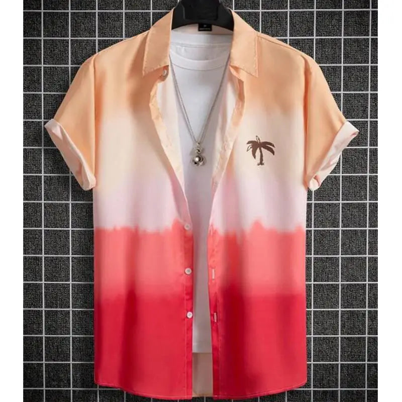 Hawaiian Men'S Shirt 3d Gradient Printing Loose Oversized Shirts And Blouses High-Quality Clothing Beach Party Sweatshirts