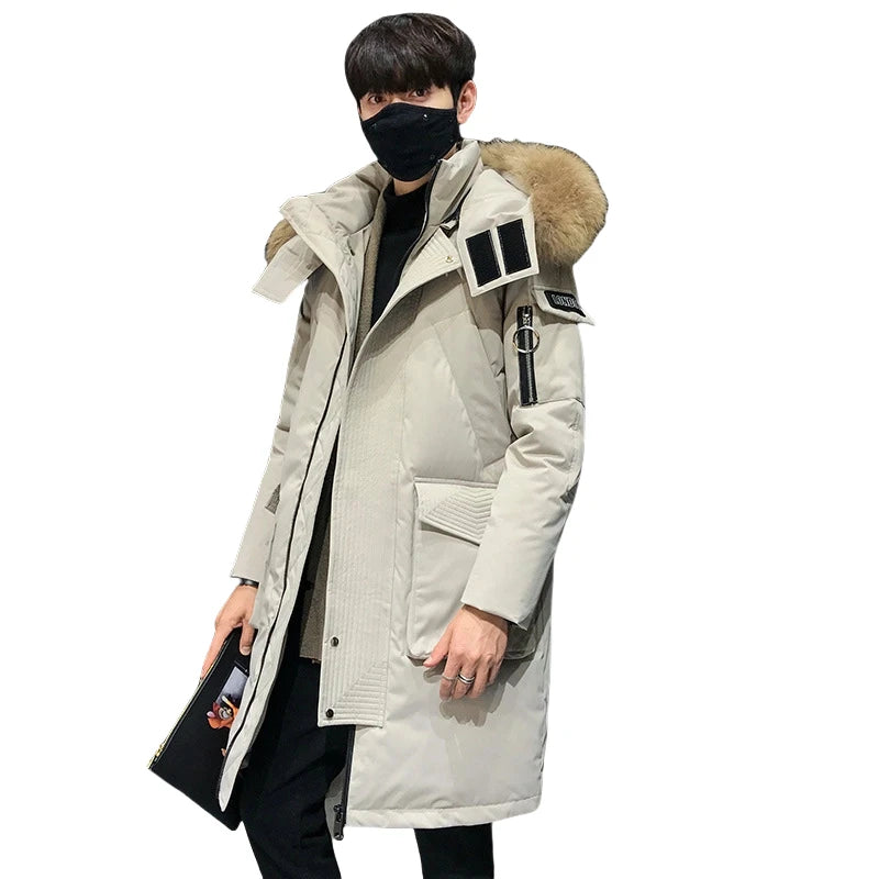 Men's New Korean Version Thick Parka Over the Knee Men's Mid to Long Style Trendy Handsome Men's Coat High Quality Design Parkas