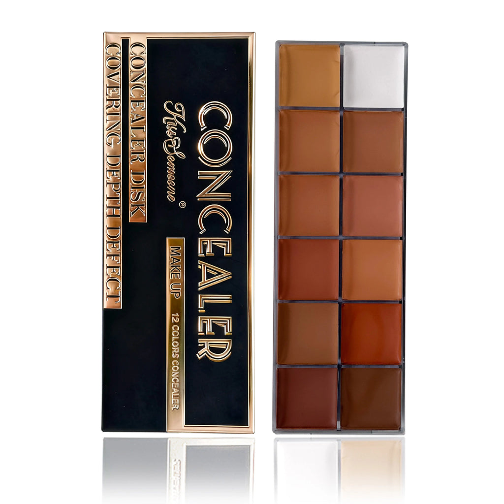 12 Color Concealer Dark Skin Waterproof Full Cover Foundation Make-Up Beauty Makeup Face Makeup Sunscreen Powder Blusher Eye