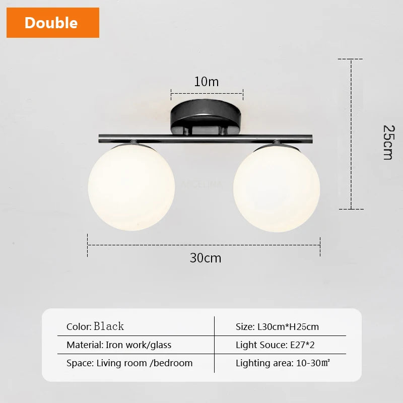 Modern LED White Ball Creative Golden Corridor Lamp Glass Ceiling Light Entrance Cloakroom Balcony Bedroom Dining Room Lighting