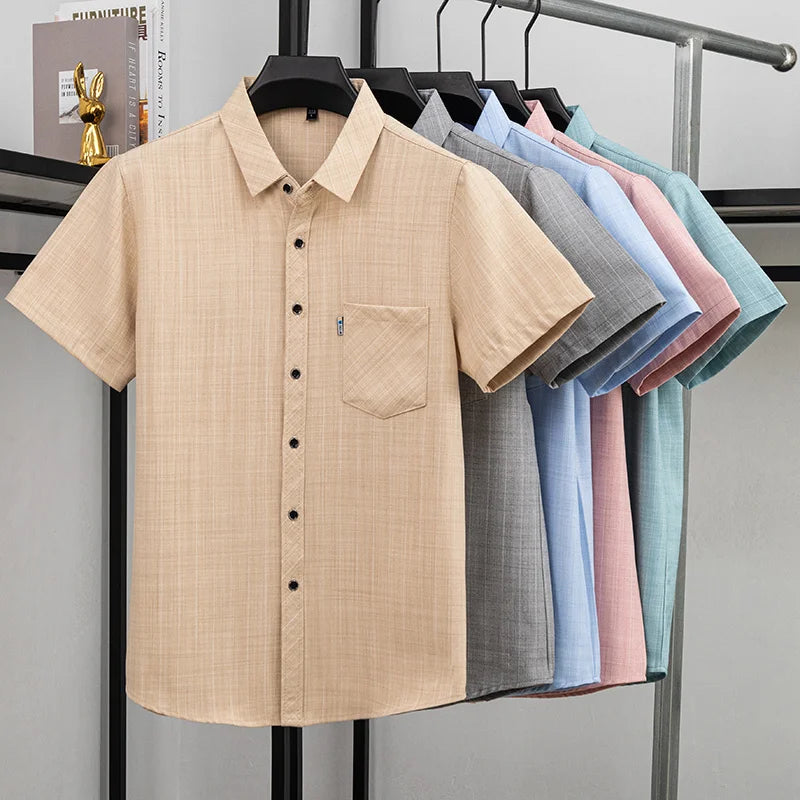 Men Casual Short Sleeve Shirt Anti Wrinkle Quick Dry Comfortable Fabric Business Daily Outdoor Travel Work Wear Blouse