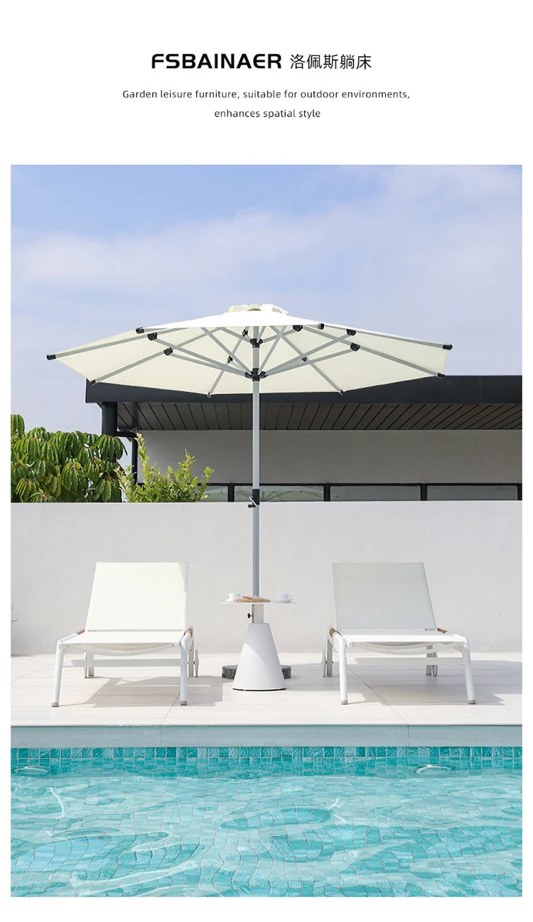 ZML Outdoor White Hotel Pool Sun Lounge Waterproof Seaside Beach Bed