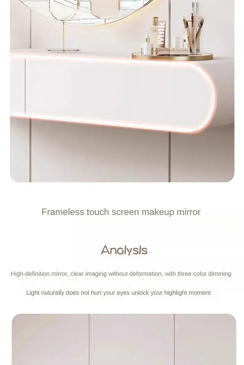 Cream suspended dressing table modern minimalist bedroom dressing table wall mounted dressing table mirror combination u q