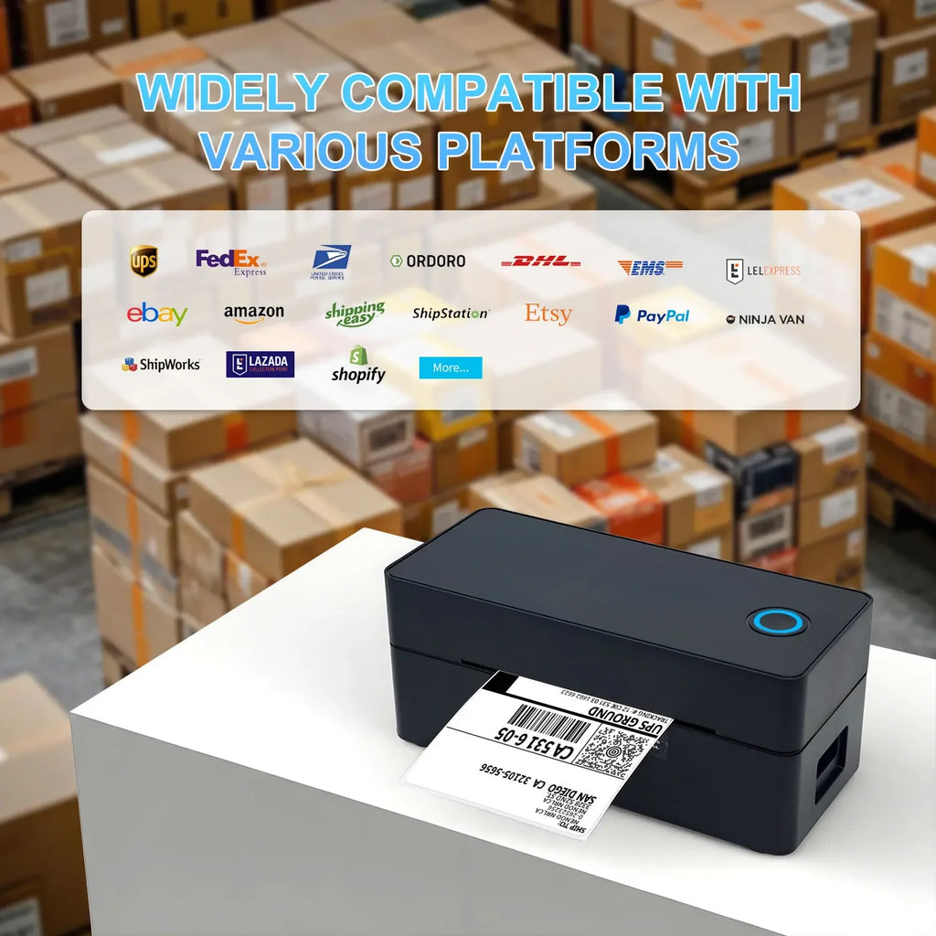 Thermal Label Printer Small Wireless Shipping Label Printer 4X6 inch Portable Maker Compatible with Various systems