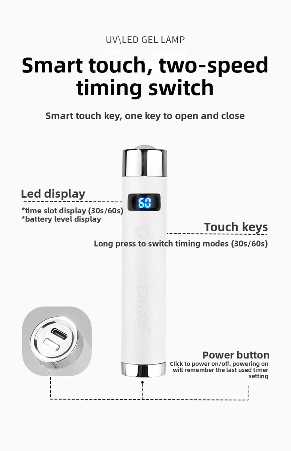 Ai Sensor Nail Lamp UV LED Mini Lamp Rechargeable Cordless Lamp Desktop and Handheld Drying Light Curing All Nail Gel Quickly