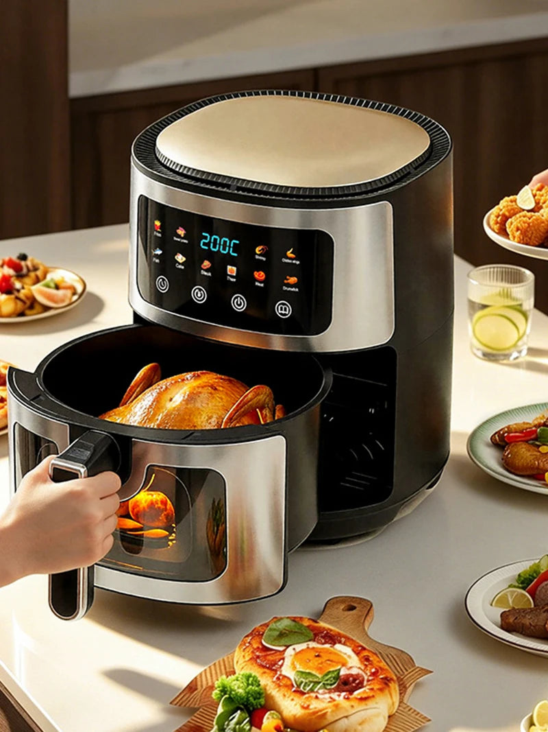 Oven Oilless Cooker with Touch Control Nonstick Basket Visible Window 8L Air Fryer with Electric Hot Fryer