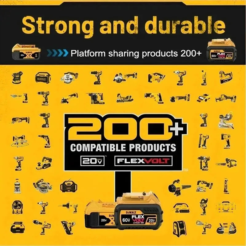 Original for DEWALT 20V/60V battery DCB606 DCB609 DCB182 DCB205 DCB206 DCB209 power tool 18V battery 6Ah 9Ah battery.