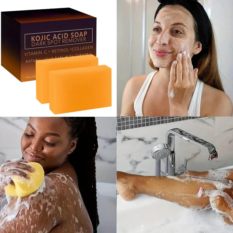 Lemon Turmeric Exfoliating Soap with Curcumin All-Body Cleansing Brightening Natural Granule Soap for Skin Care