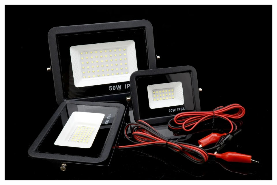DC12V Led Flood Light 20W 30W 50W 100W Outdoor Floodlight Spotlight IP66 Waterproof Light Reflector Portable 12 Volt Led Lights