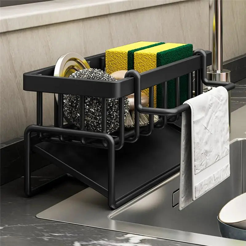 A36T-Kitchen Sink Organizer Rack,Kitchen Rack, Household Sink Tableware Drain Storage Rack,Sponge Detergent Storage Rack