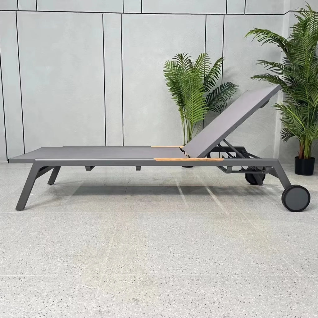 & Modern Outdoor Patio Sun Loungers Villa Portable Beach Pool Lounger Aluminum Sunbed for Hotel Resort