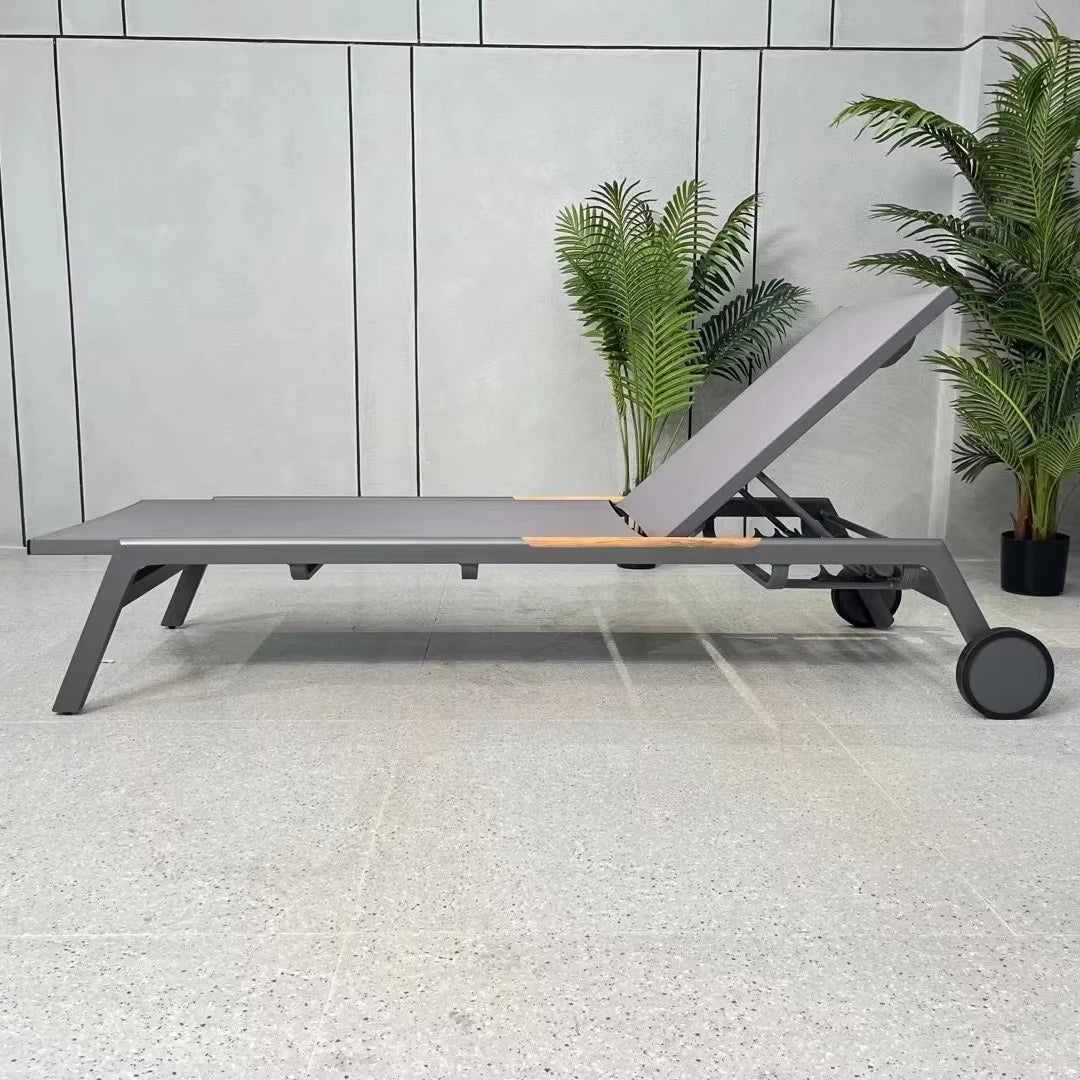 & Modern Outdoor Patio Sun Loungers Villa Portable Beach Pool Lounger Aluminum Sunbed for Hotel Resort