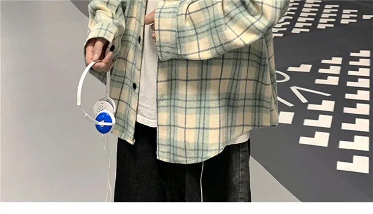 Men's Plaid Long Sleeve Shirt Loose Fit Thin Style Autumn Spring Casual Wear Sun Protection Outerwear Classic Check Pattern