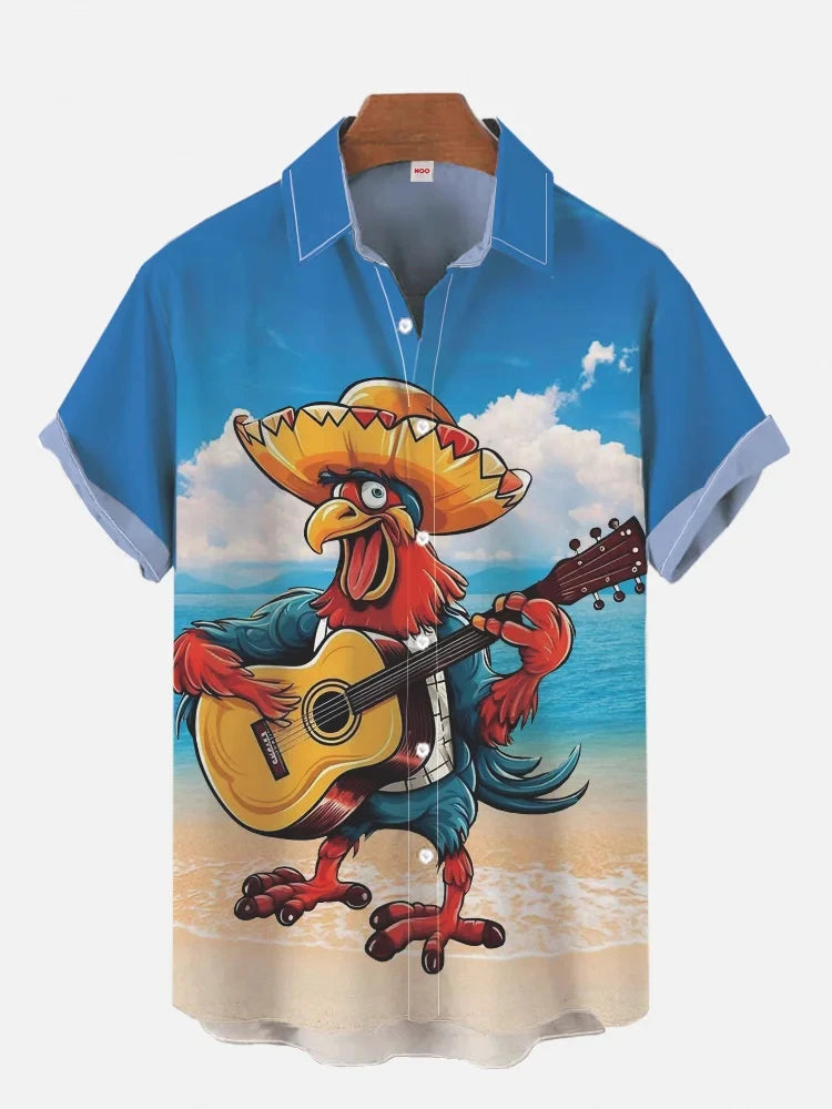 2024 Cute Cartoon Graphic 3D Print Shirts For Men Fashion Hawaiian Shirt Beach Blouses Short Sleeve Vocation Lapel Shirt for Boy
