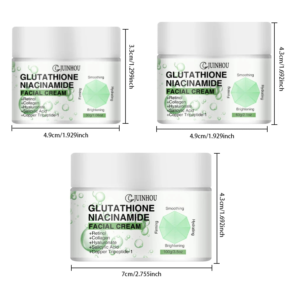 JUINHOU Face Cream Glutathione Niacinamide Moisturizer Evens Skin Tone Reduce Dullness Dark Spots Daily Facial Skin Care