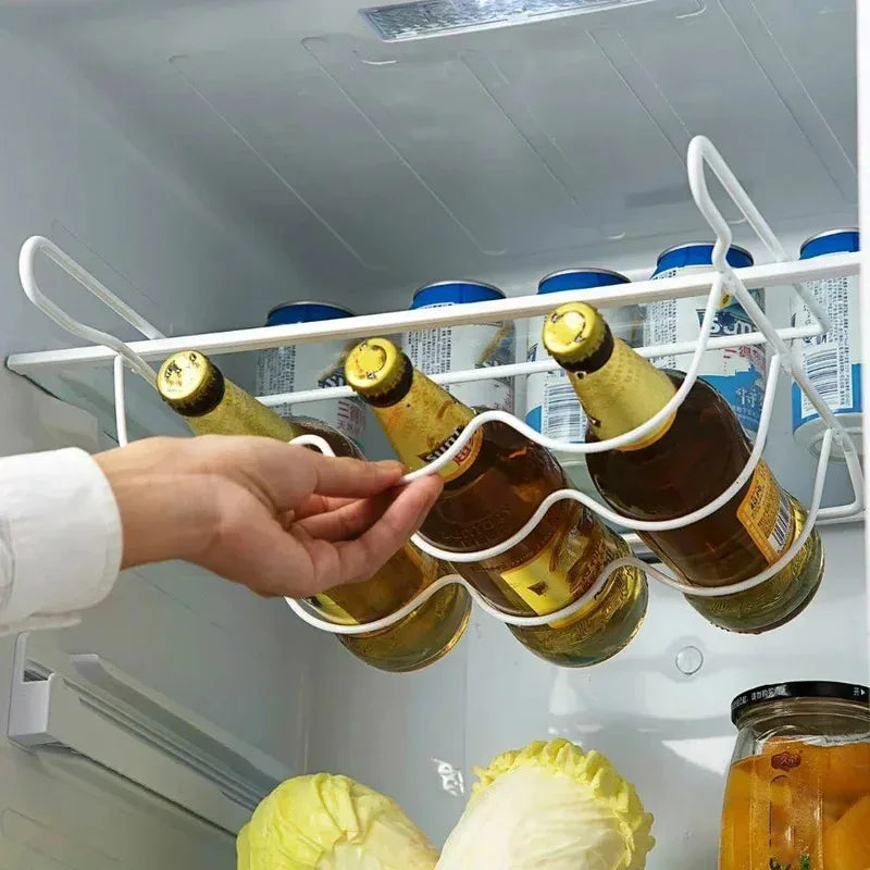 Refrigerator Organizer Rack, Inside Shelf Bottle Holder for Beer or Wine, Kitchen Storage Shelf Accessories for Fridge Supplies