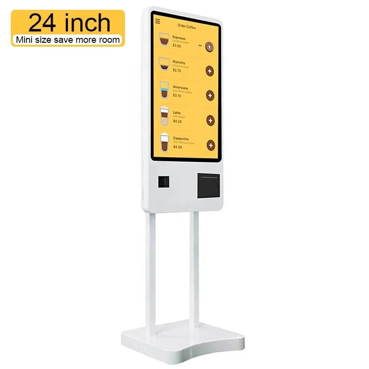 The restaurant touch screen displays the kiosks