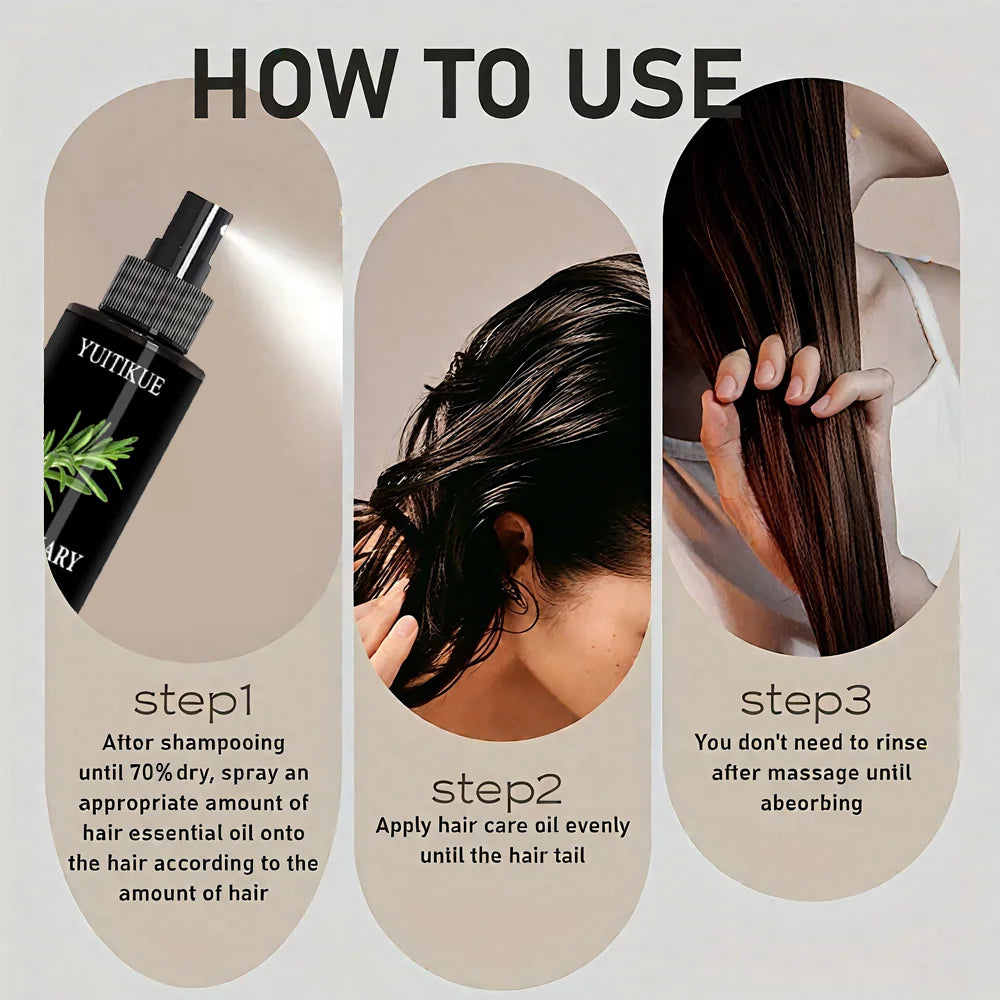 YUITIKUE Rosemary Oil Spray Rich in Herbaceous Plants Moisturizing Care For Hair Scalp Daily Nourishing