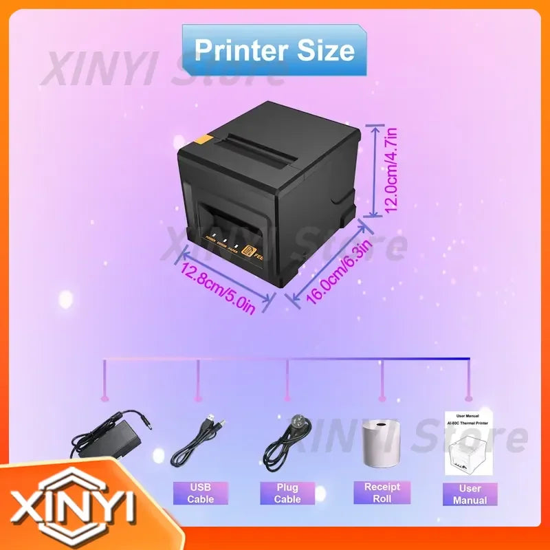 for AIXW 80mm Thermal Receipt Printer 203dpi Direct Thermal POS Printer for Supermarket Retail Shop Cash Register Bill