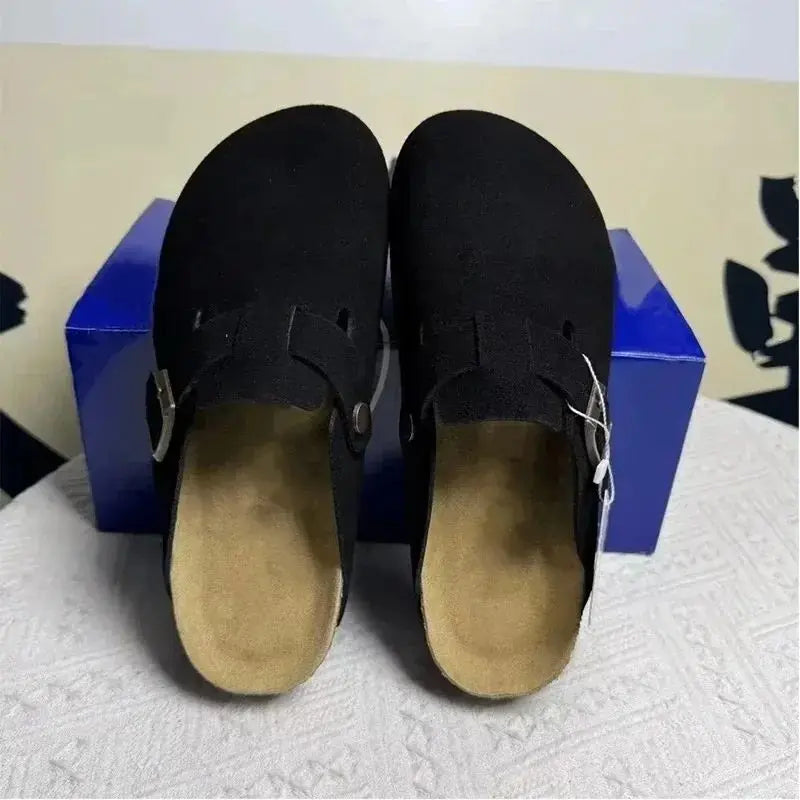 New Womens Clogs Boston Slides Mens Slippers Sandals Sliders Suede Leather Flips High Quality Spring Summer