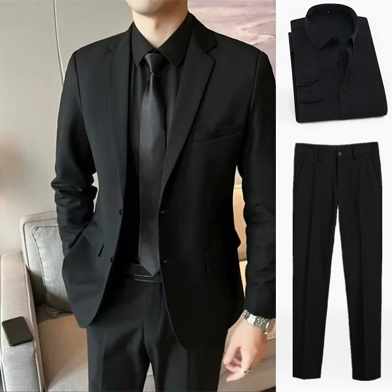 Black Casual Business Tailored Men's Jacket Youth Large Size Single Piece Wedding Groomsmen Suit Standard Fit Professional Style