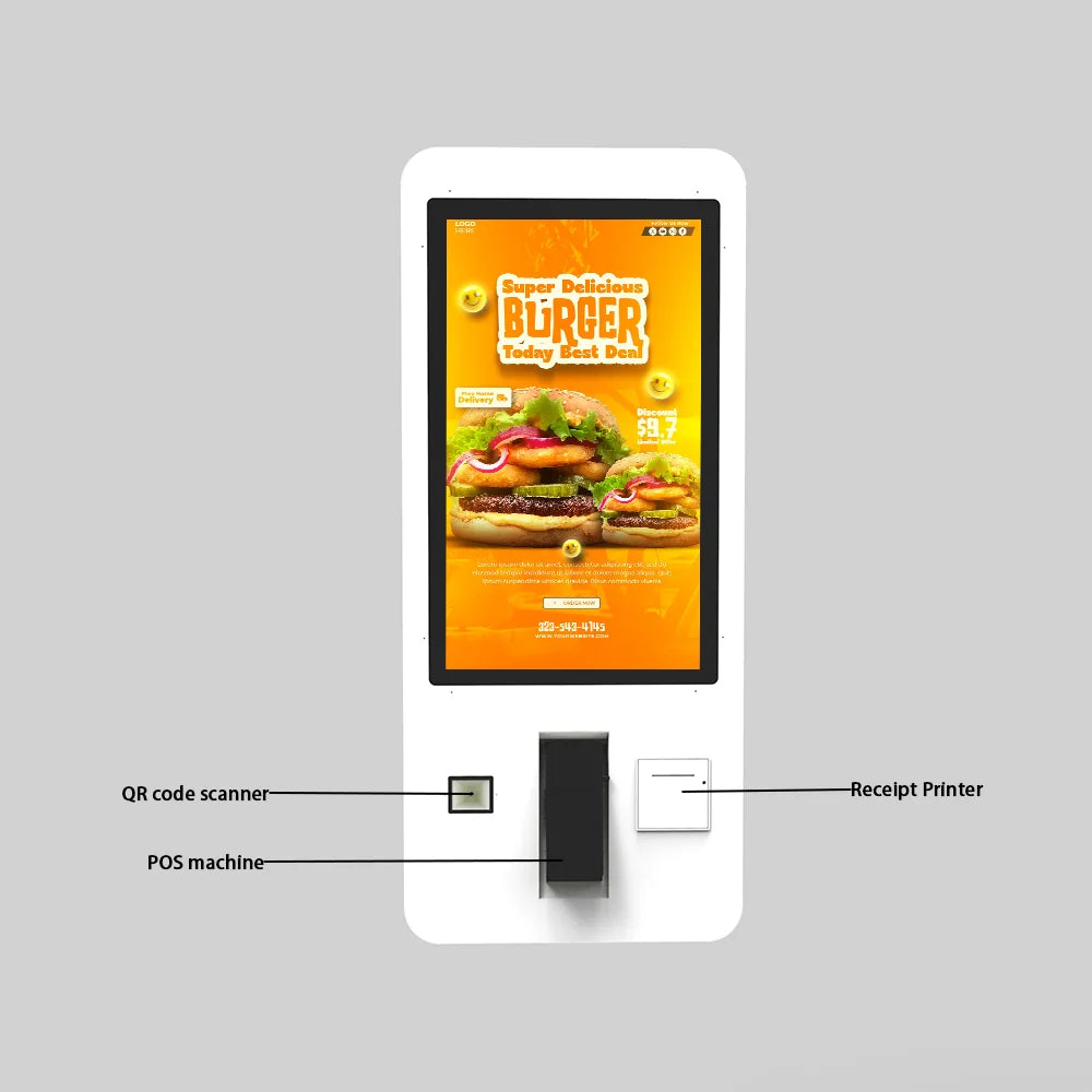 Food Order Checkout Touch Self Service Interactive Payment Kiosk Touch Screen for Restaurant