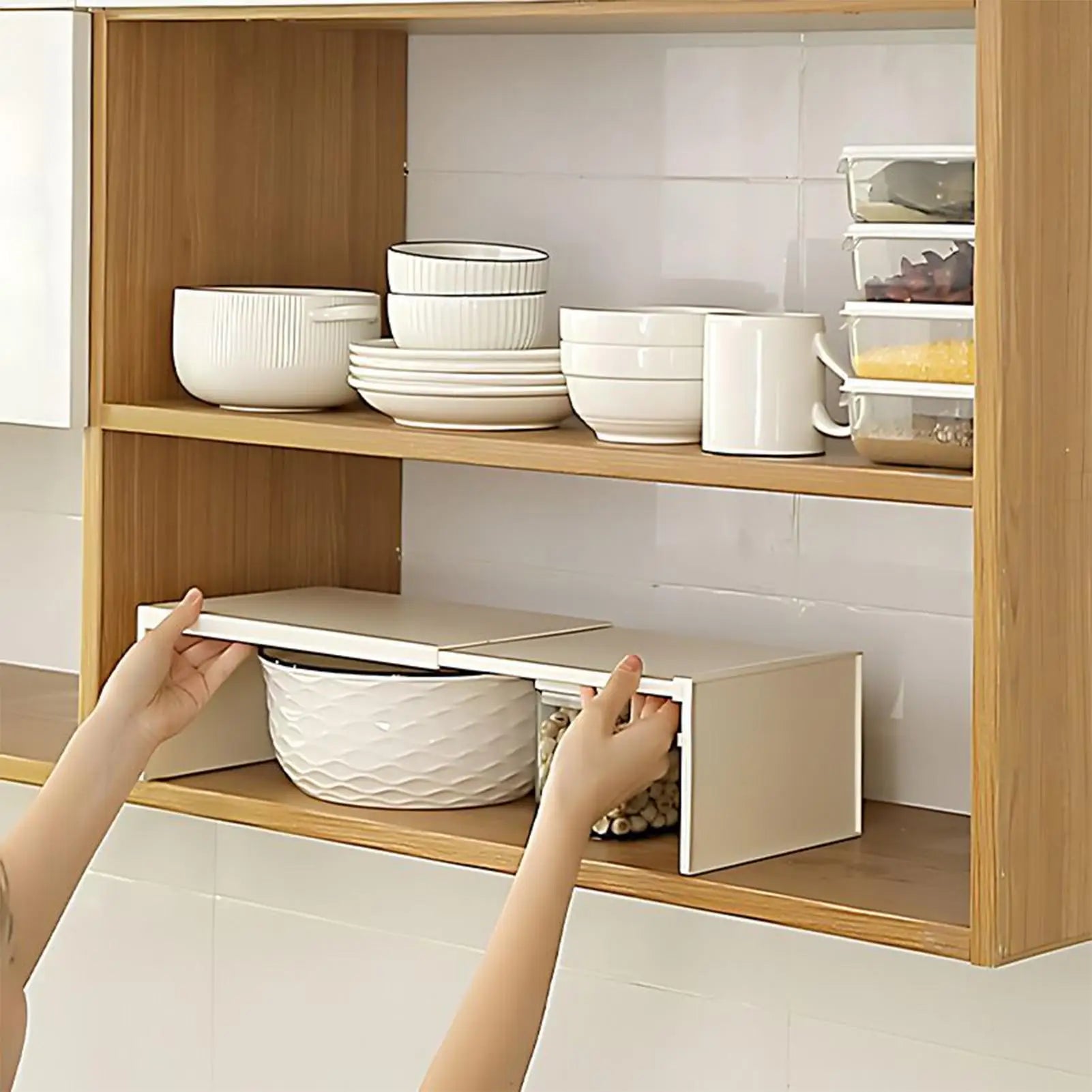 1pcs Kitchen Stretchable Cabinet Shelf Cupboard Separated Storage Rack Countertop Organizer shoe Organizer Shelf Save Space