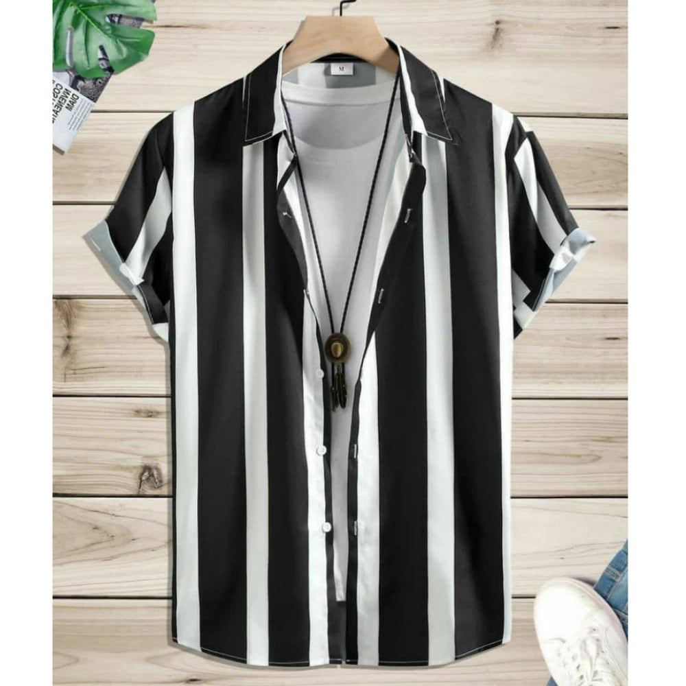 Summer Fashion Striped 3D Print Men's Shirts Basic Graphicsbutton Short Sleeve Lapel Streetwear Hawaiian Blouse Shirts for Men