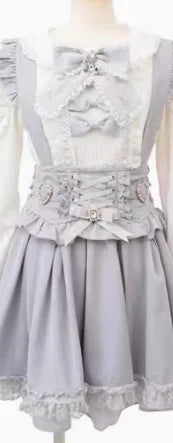 Japanese Liz Dress Sweet Girls Mine Bow Two-Way Detachable Apron Suspender Dress Women's Slim Bow Sleeveless Strap Dress Girls