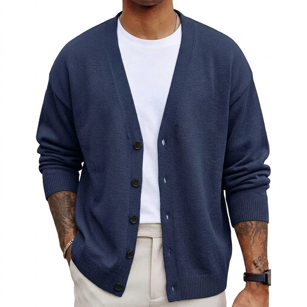 Autumn Men's Long Sleeve Knit Cardigan Sweater Solid Color Button Down Casual Warm Knitted Jacket for Winter Outwear Streetwear