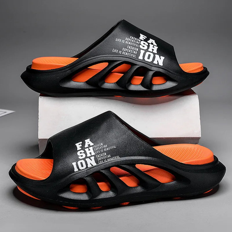 2026 EVA Soft Sole Male Slides New Summer Men's Slippers Breathable Hollow Beach Sandals Light Comfortable Indoor Flip Flop