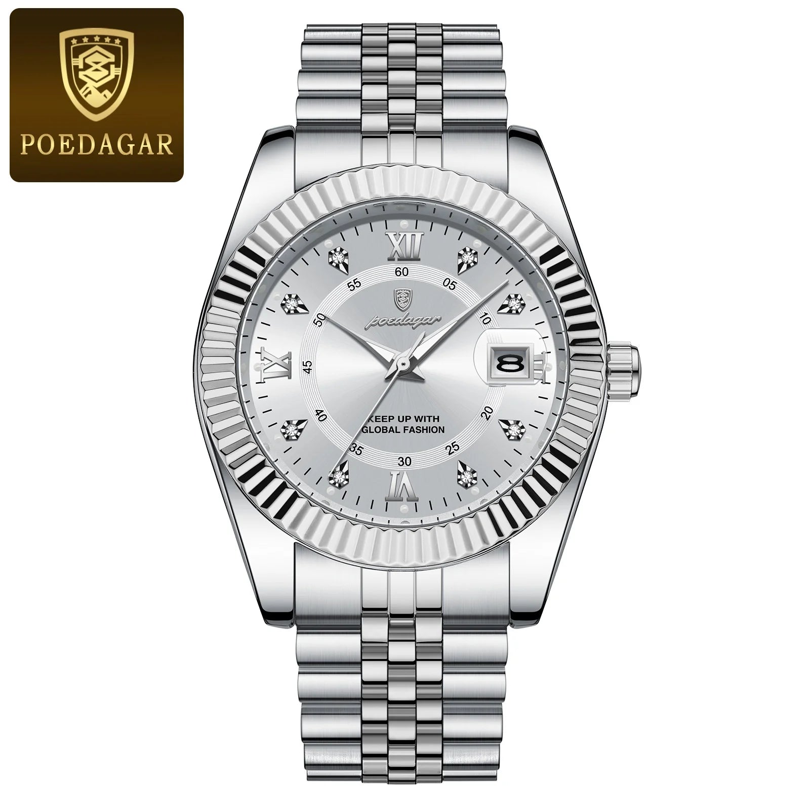 POEDAGAR Luxury Brand Man Wristwatch Waterproof Luminous Date Men Watch Stainless Steel High Quality Sports Men's Quartz Watches
