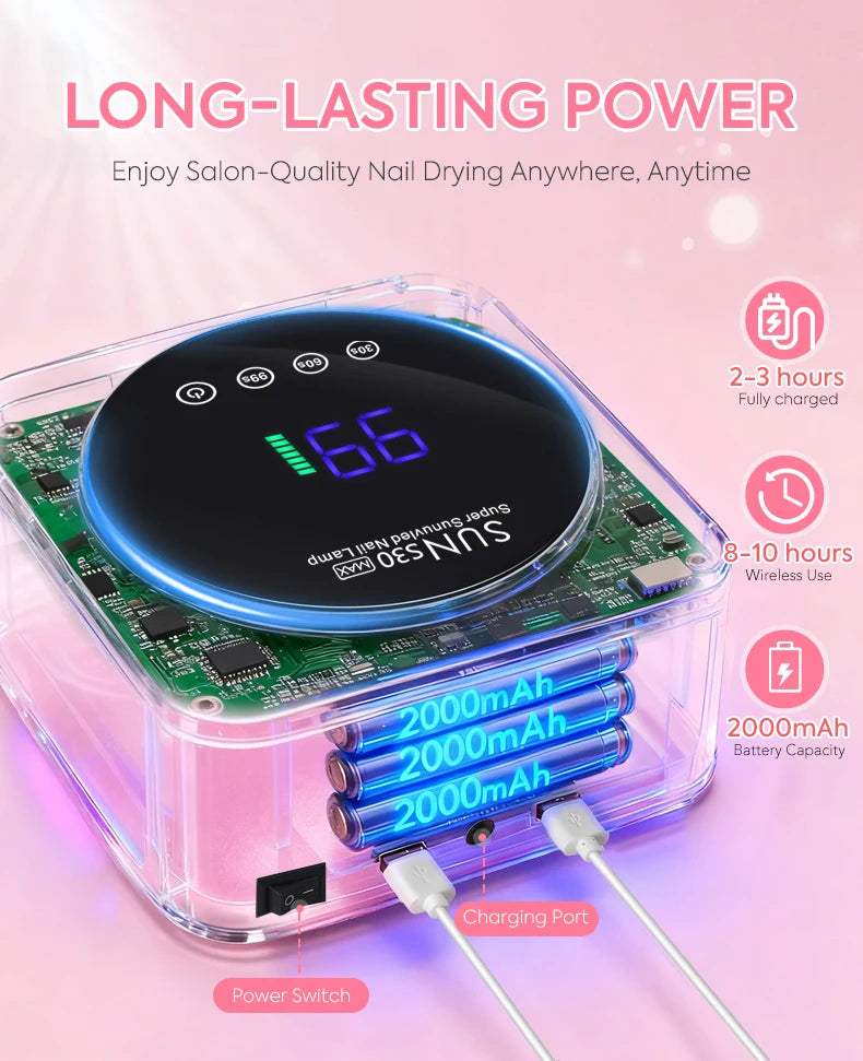 180W UV LED Nail Lamp 57LED Rechargeable Nail Dryer For Curing Polish Gel Wireless Manicure Machine With Smart Sensor Salon Tool