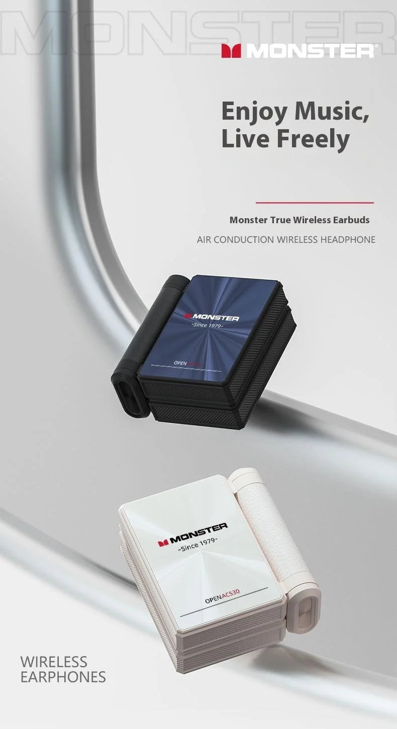 MONSTER AC530 Wireless Bluetooth Earphones Noise-Canceling Wireless Bio-Fiber Dynamic Driver Foldable Music Earphones Gift