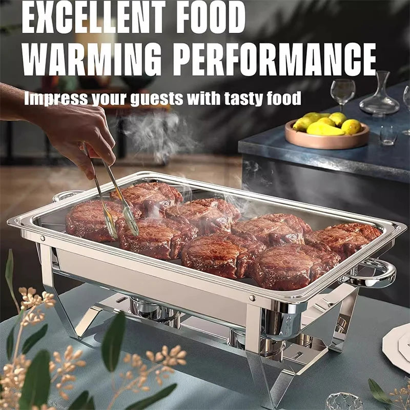 Stainless Steel Buffet Stove Hotel Restaurant Rectangular Folding Alcohol Stove Single/Double/Triple-Tank Buffet Warming Stove