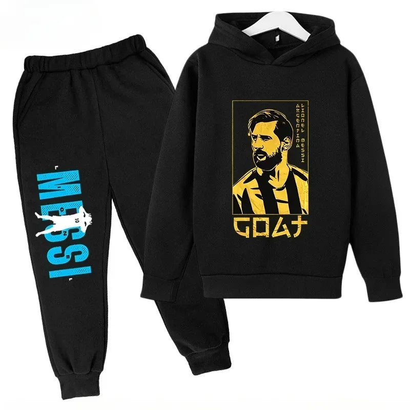 Spring Autumn Children's Set Sports Messi Print Hoodie Set Pants Suit 2pcs Set Boys Girls Kid Clothing Casual Fashion Tracksuit