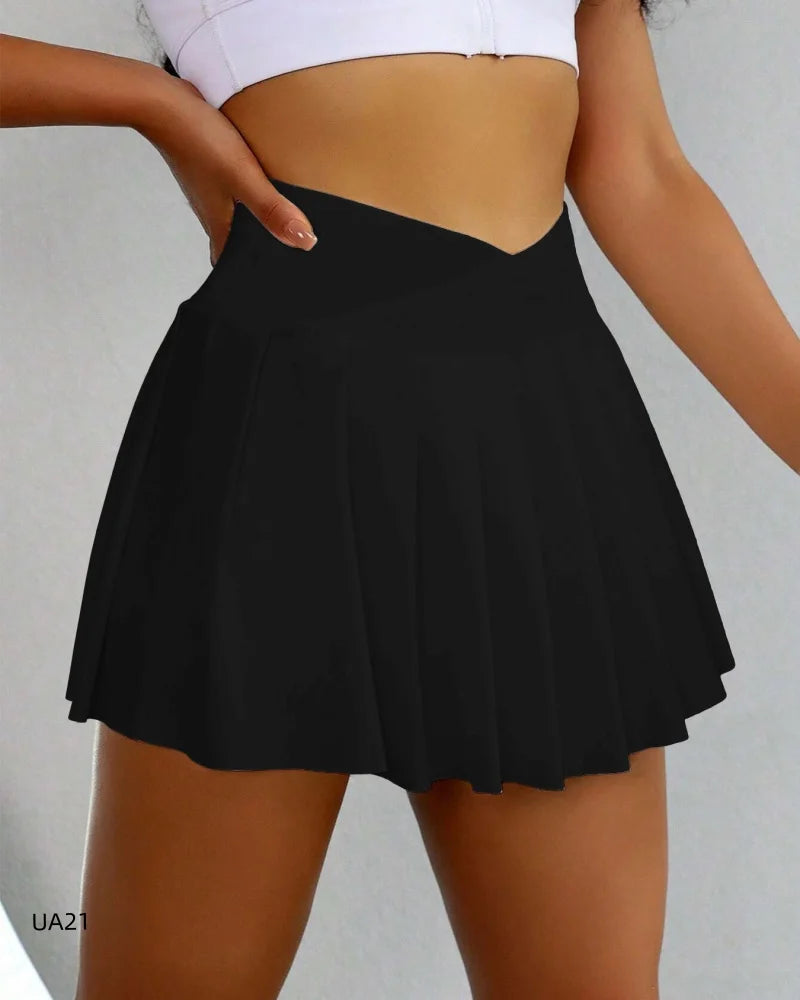 Women High Waist Pleated Tennis Skirt with Pocket 2 in 1 Inner Shorts Quick Dry Athletic Golf Workout Skorts