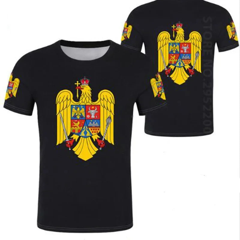 Romania Football Jersey Romanian Eagle Coat Of Arms T Shirt Rumania Flag Emblem Soccer Club T-shirt Men's Tops Women Tee Shirts