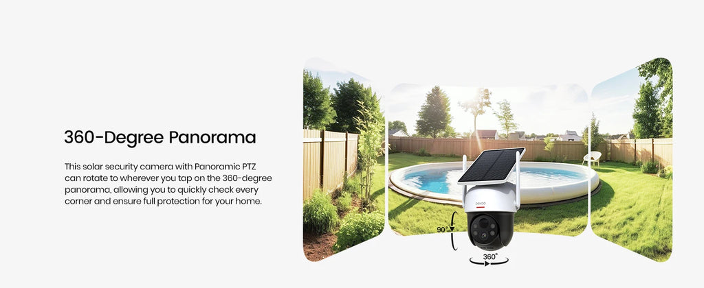 Dekco 3MP 100% Wire-Free Solar WiFi Camera 5000mAh Battery Two-way Audio Security Camera Wireless Solar Panel PTZ CCTV Camera