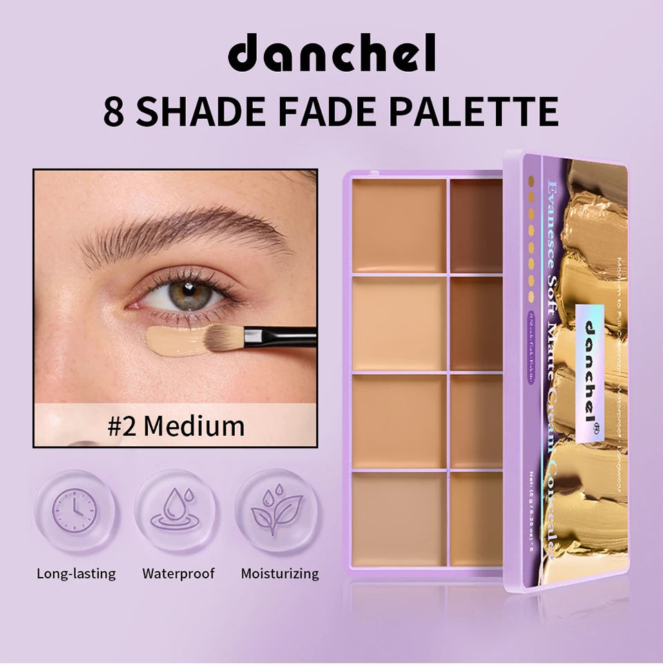 8 Shade Soft Matte Cream Concealer Palette Full Coverage Fade Dark Circles Blemishes Waterproof Long Lasting Oil Control Makeup