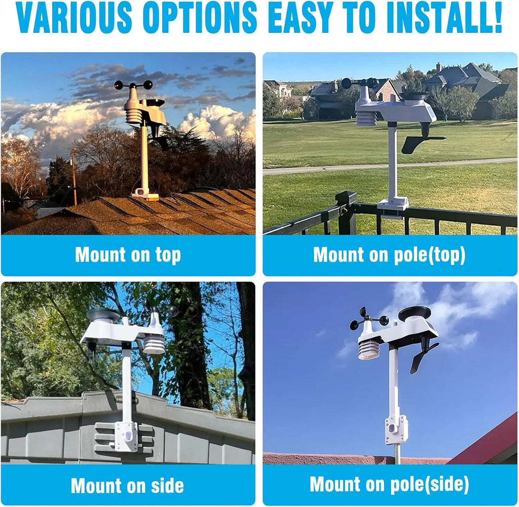 Multifunction Wi-Fi Weather Station Solar Outdoor Sensor Internet Wireless Weather Station Remote Monitoring System Rain Gauge