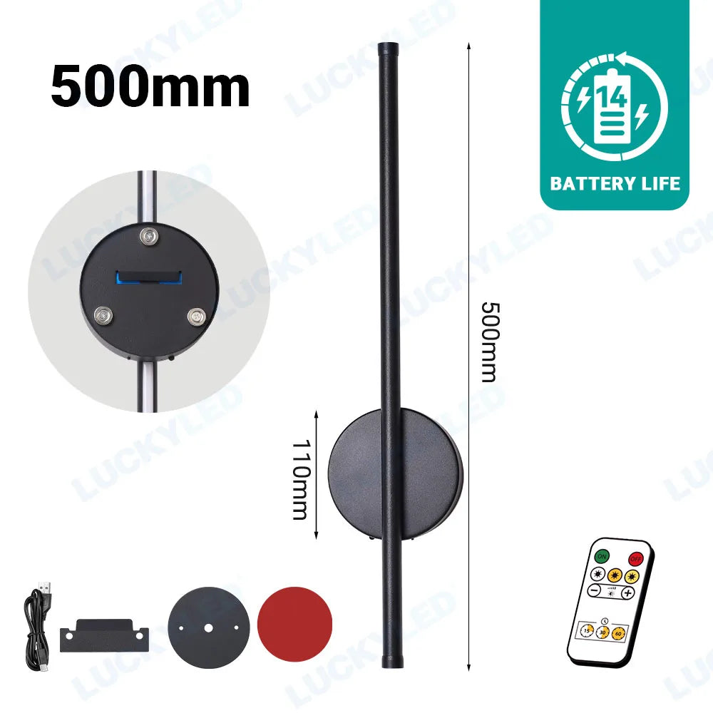 Rechargeable Battery Operated Wall Light Installation Free Wall Sconce 1PC 50CM Dimming For Livingroom Sofe Beside Bedroom