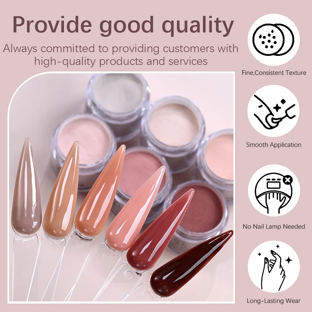 6Pcs/Set Burgundy Mocha Brown Nail Acrylic Powder Autumn&Winter Colors Nails Polymer for Nail Art Extension/Carving/Dipping Dust